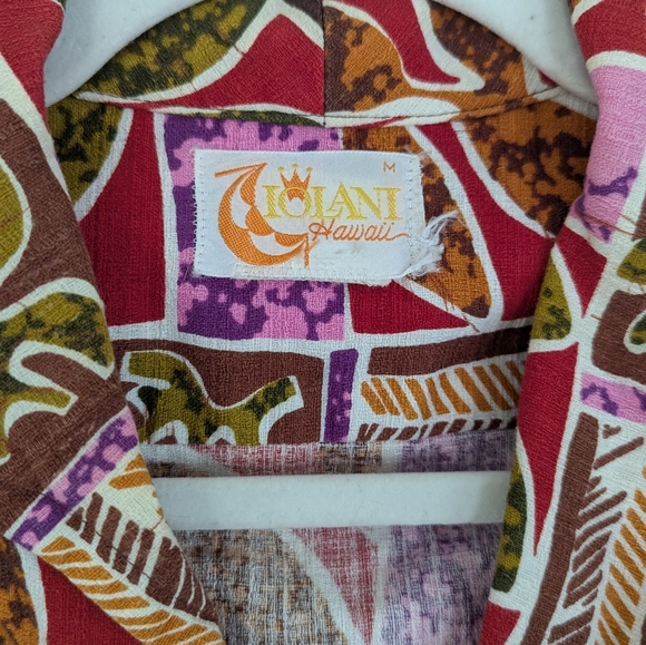 Vintage 60s Mens Hawaiian Zip Up Collared Top by Iolani Hawaii - Picture 3 of 8